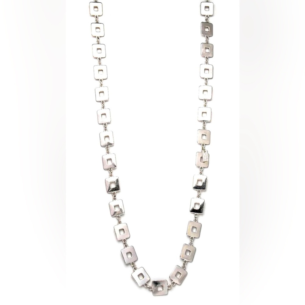Trinny Woodhall/YSL style Long Square Link Necklace — Silver